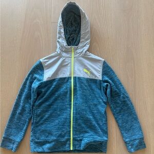 Puma Kids Teal and Grey Fleece Hoodie